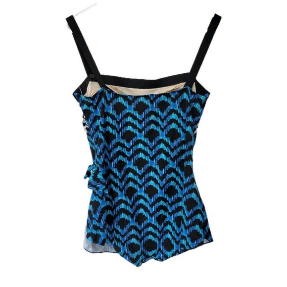 Rose Marie Reid One Piece Swimsuit 18W Women's Blue Detachable Straps Faux Skirt - Picture 3 of 5